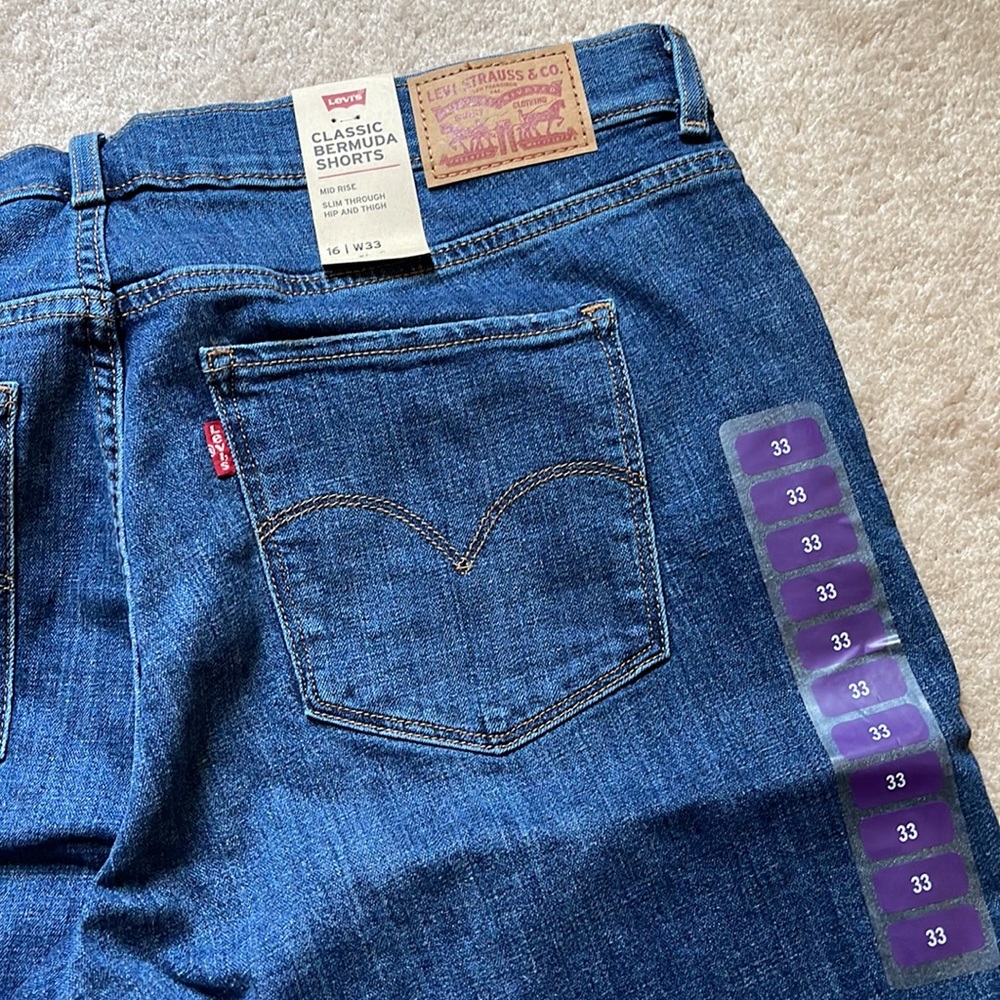 Levi's Dark Blue Denim Bermuda Shorts - Picture 4 of 8